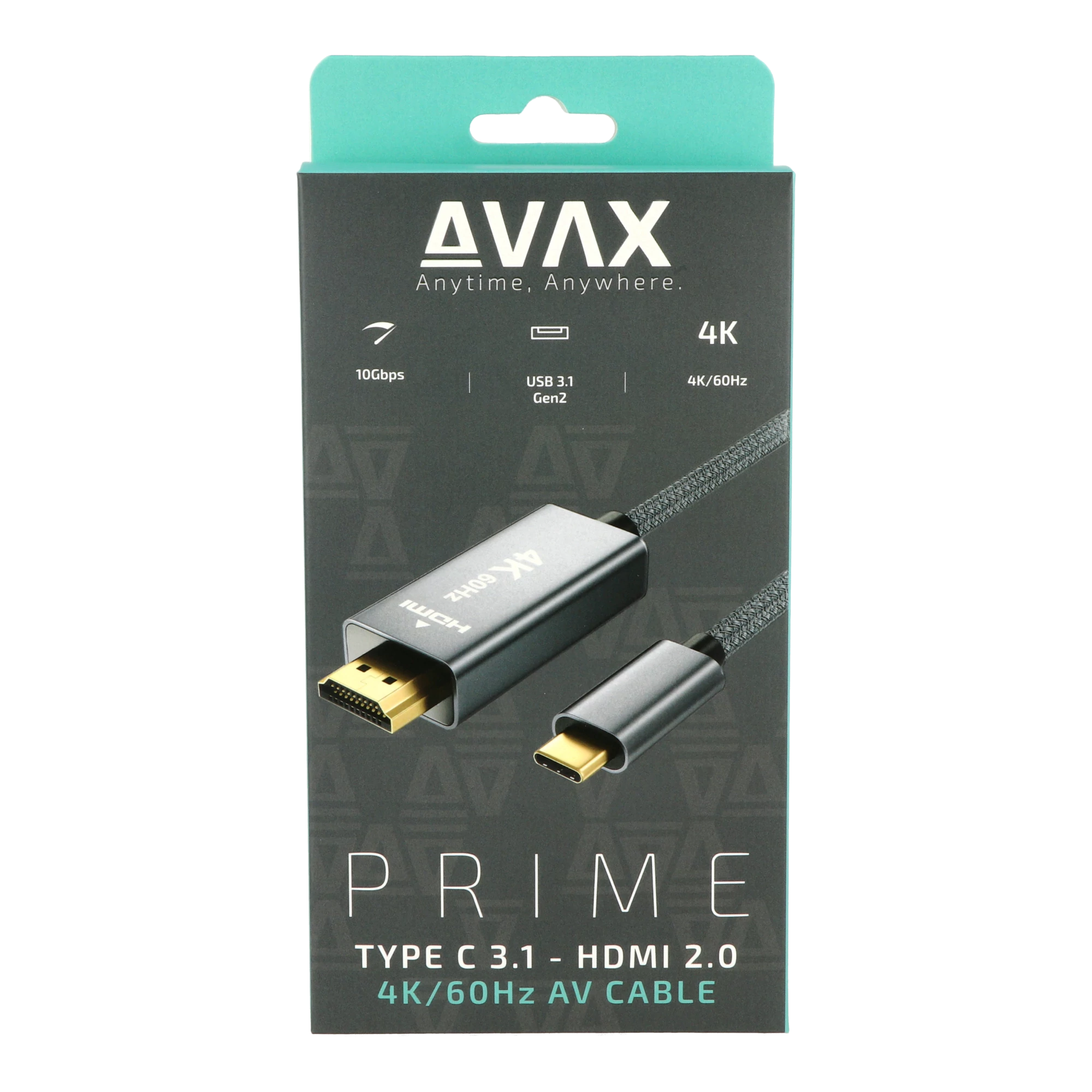 AVAX AV902 PRIME USB-C - HDMI 2.0 AV kábel 4K/60Hz, sodorszálas