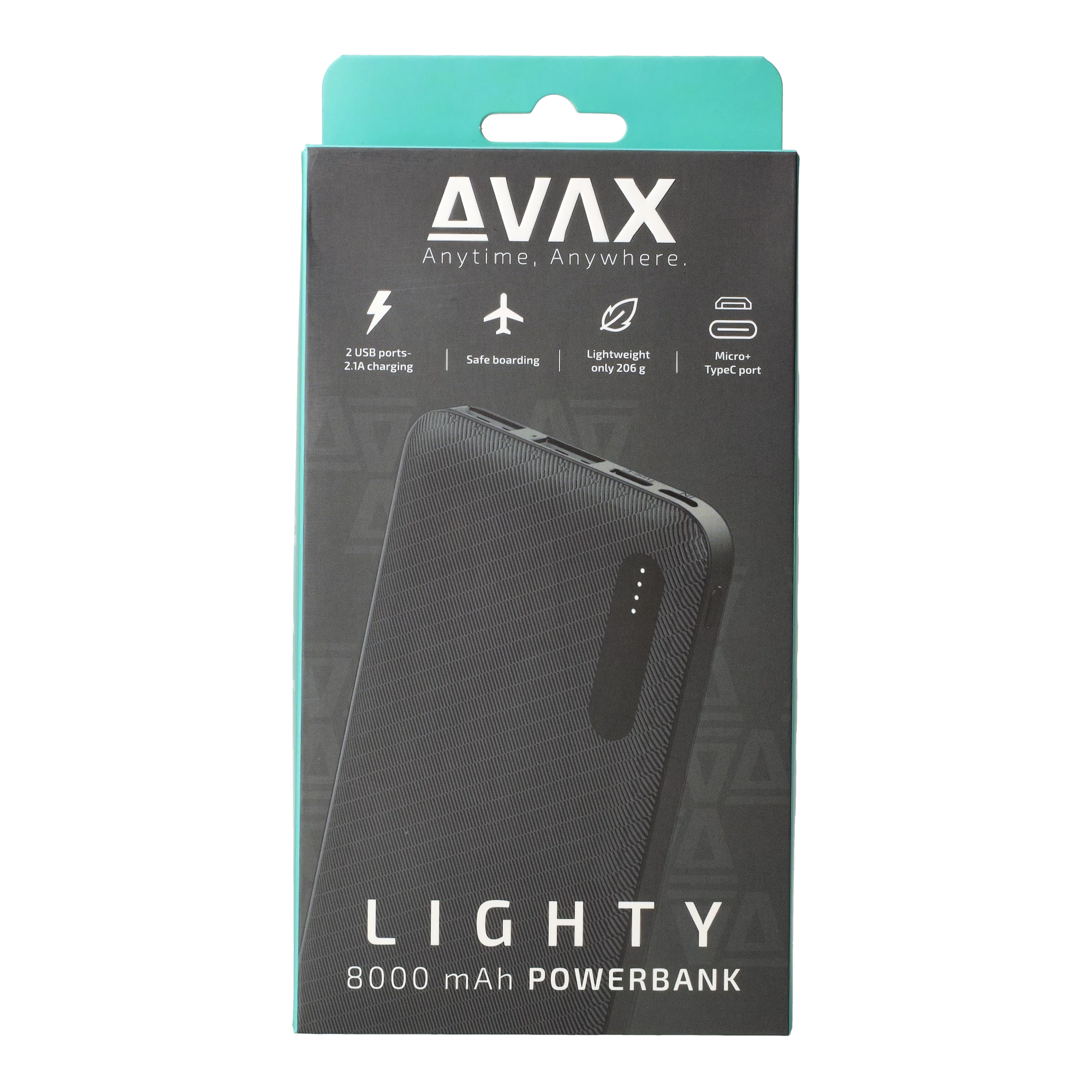 AVAX PB103B LIGHTY 8.000mAh USB-C külső akkumulátor, fekete
