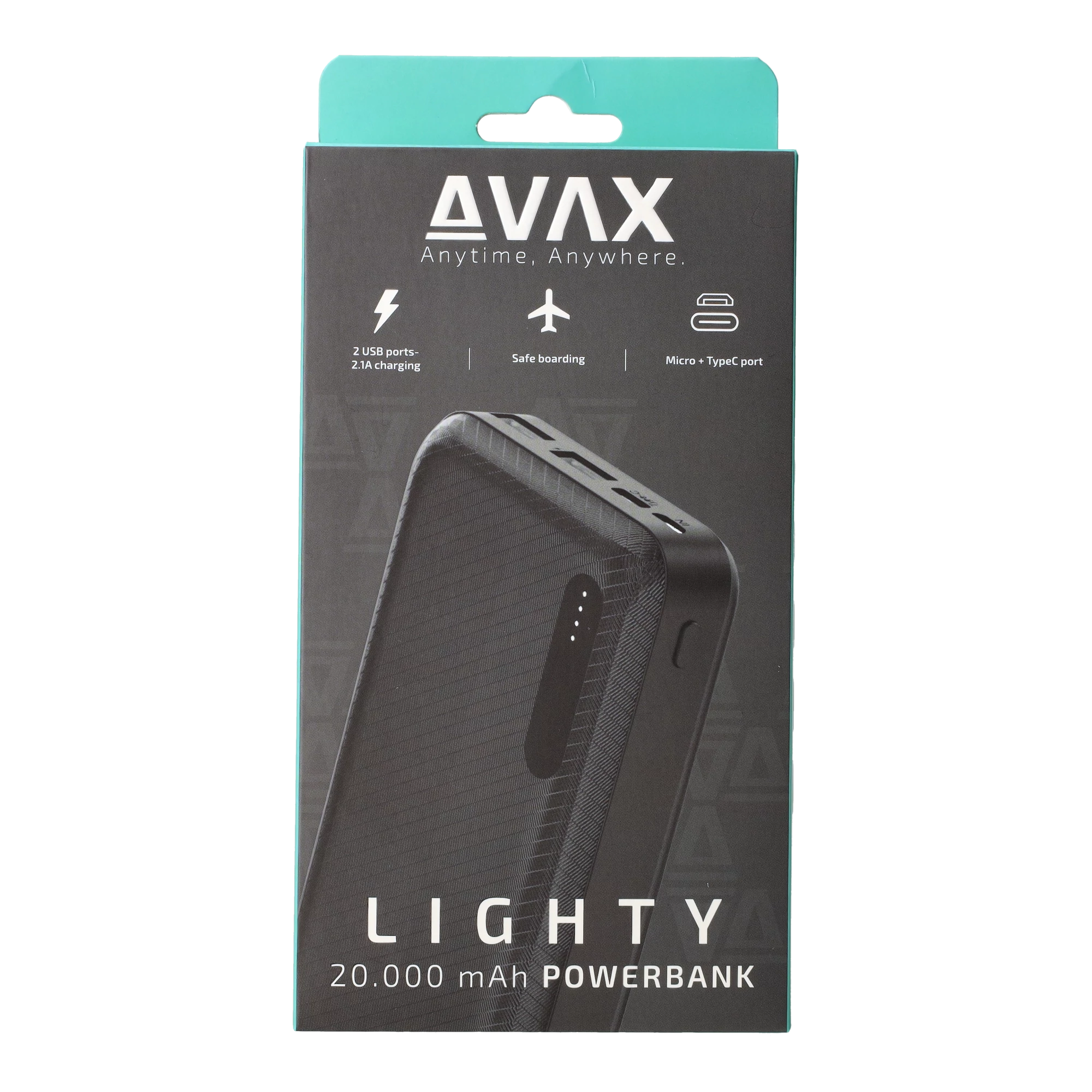 AVAX PB201B LIGHTY 20.000mAh USB-C külső akkumulátor, fekete