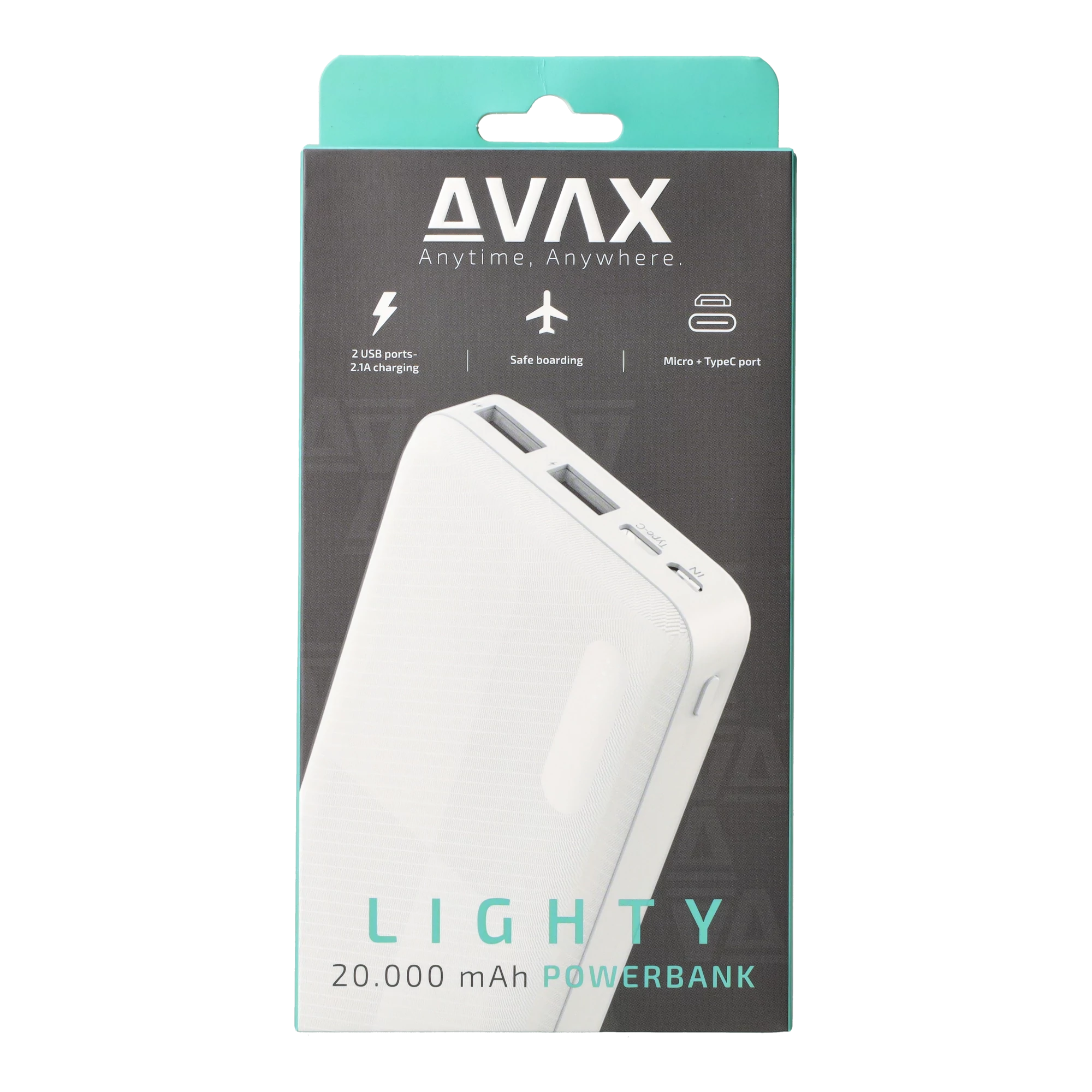 AVAX PB201W LIGHTY 20.000mAh USB-C külső akkumulátor, fehér